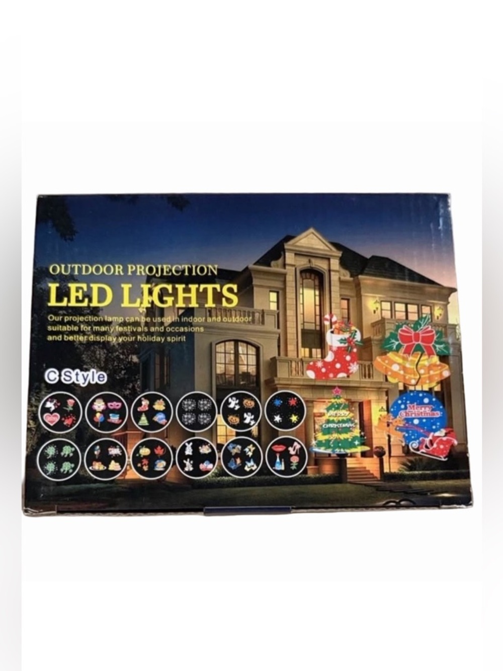 LED Holiday Light Projector 12 Festive Slides Weatherproof